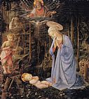 Filippino Lippi Canvas Paintings - The Adoration with the Infant St